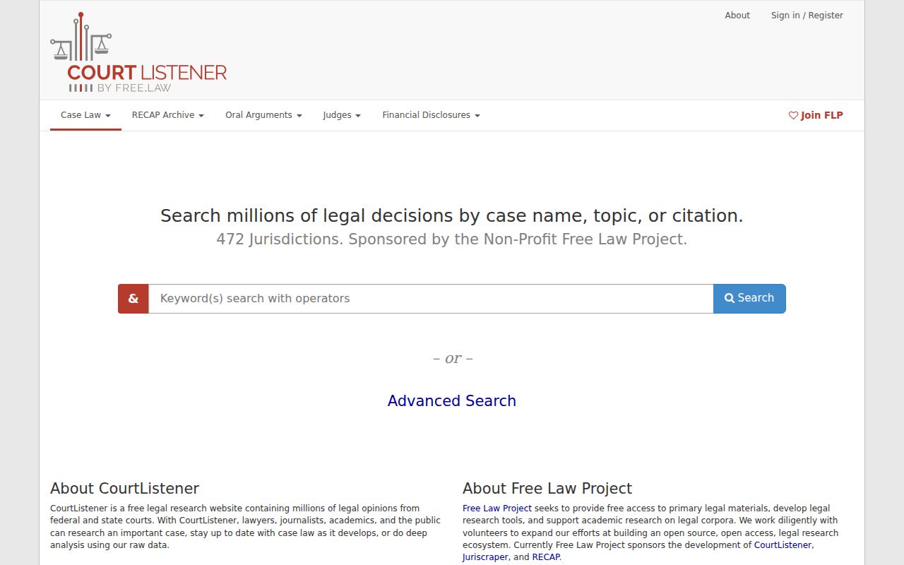 Arthur County court records distinction from separate CourtListener federal research interface