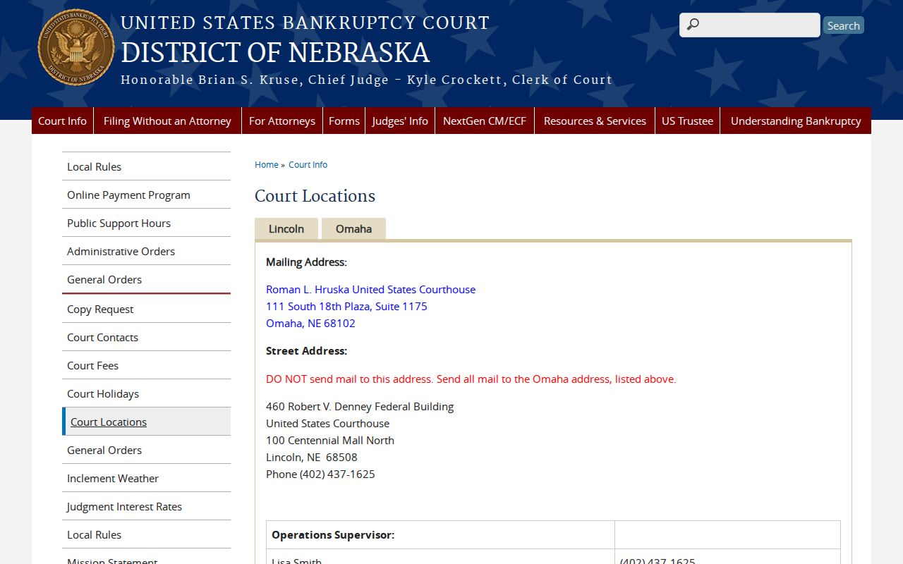 Arthur County court records separate from Nebraska bankruptcy court locations