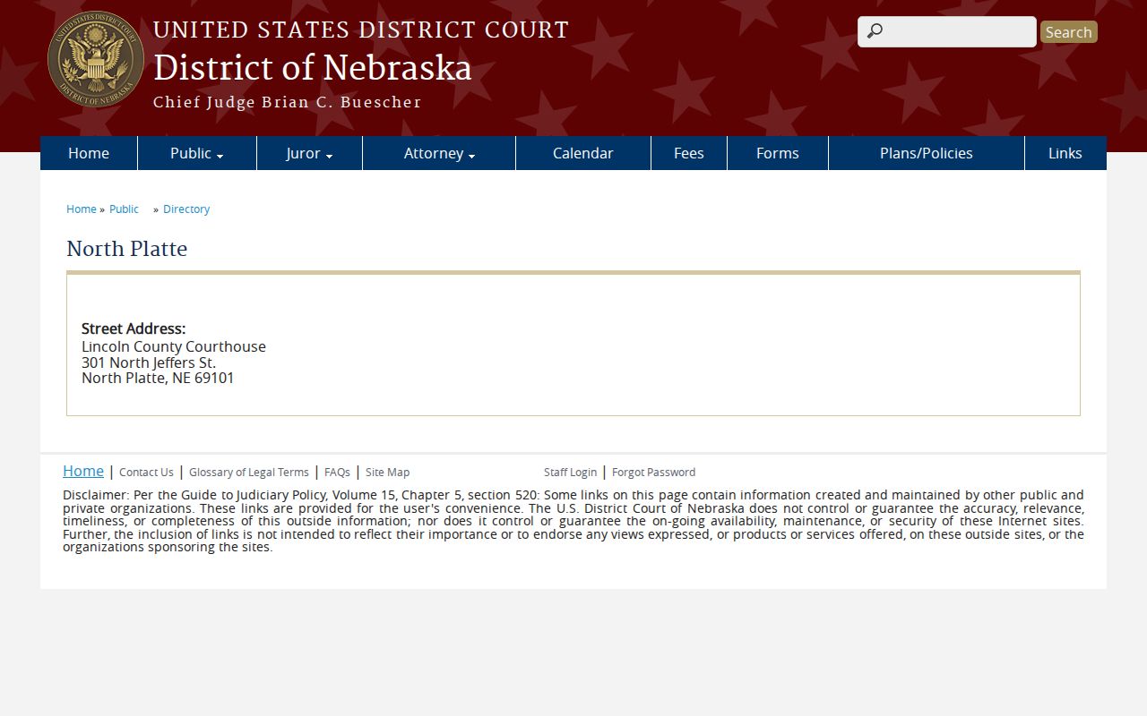 Arthur County court docket comparison image of the North Platte federal hearing location